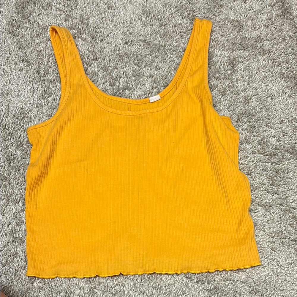 PacSun Yellow Fitted Crop Tank Top